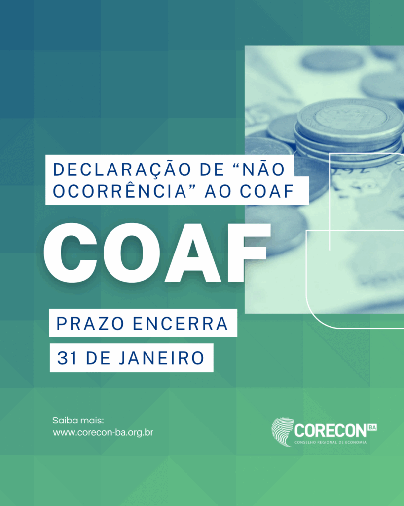 Declaração Negativa ao COAF segue até 31 de janeiro